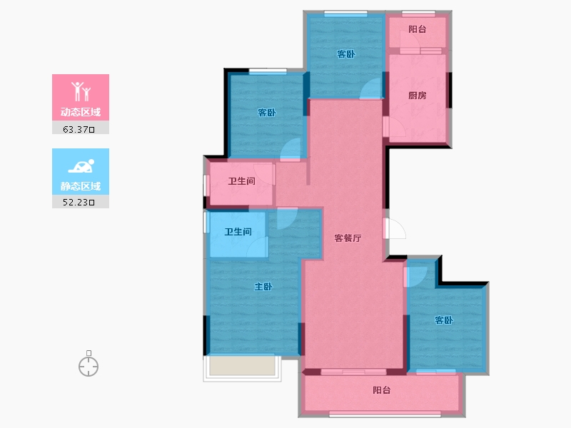 贵州省-遵义市-金科白鹭湖-102.63-户型库-动静分区