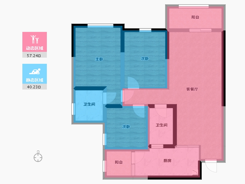 四川省-宜宾市-远达第一城-85.46-户型库-动静分区