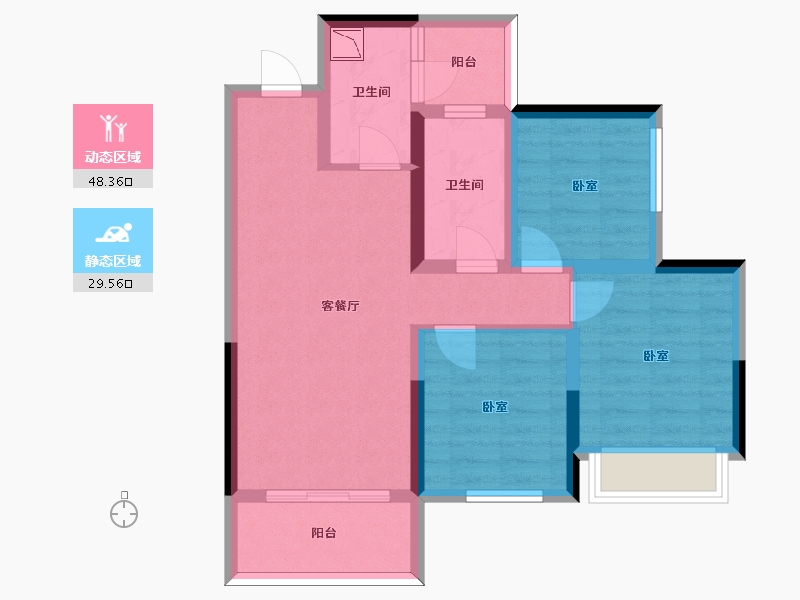 四川省-眉山市-融创南凌樾-67.94-户型库-动静分区