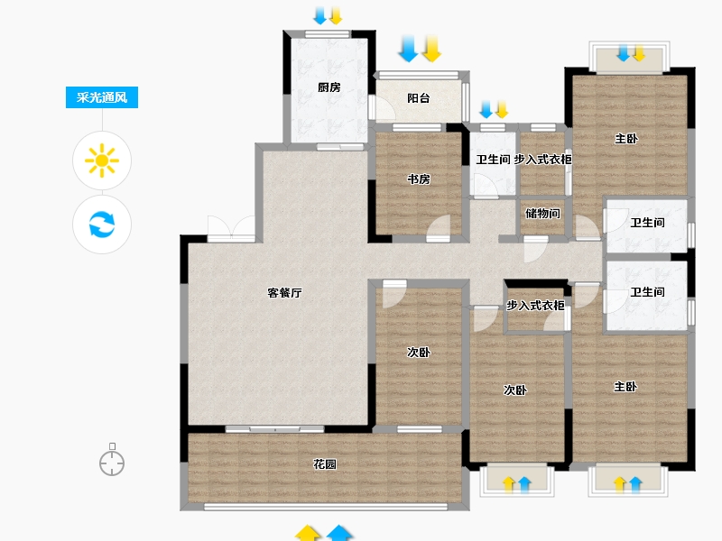 四川省-成都市-万和嘉苑-176.63-户型库-采光通风