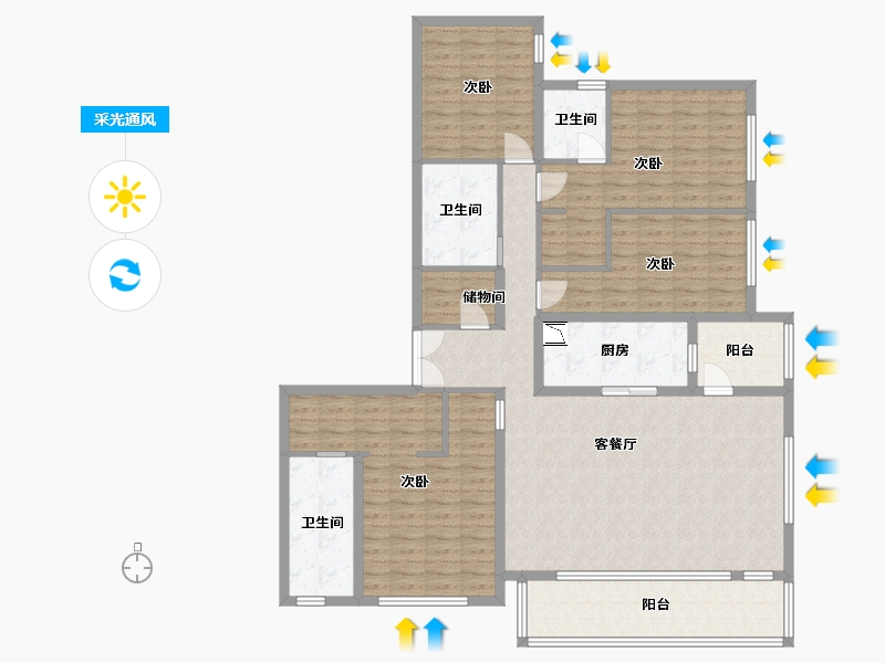 四川省-成都市-保利时代-151.03-户型库-采光通风