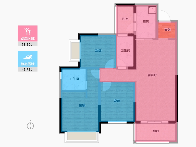 四川省-成都市-华润置地时代之城-88.63-户型库-动静分区