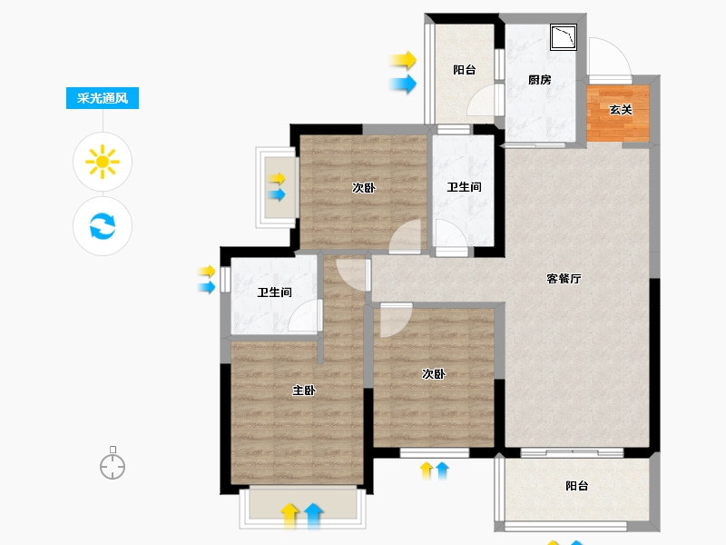 四川省-成都市-华润置地时代之城-88.63-户型库-采光通风