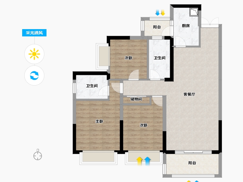 四川省-成都市-东韵雅苑-95.30-户型库-采光通风