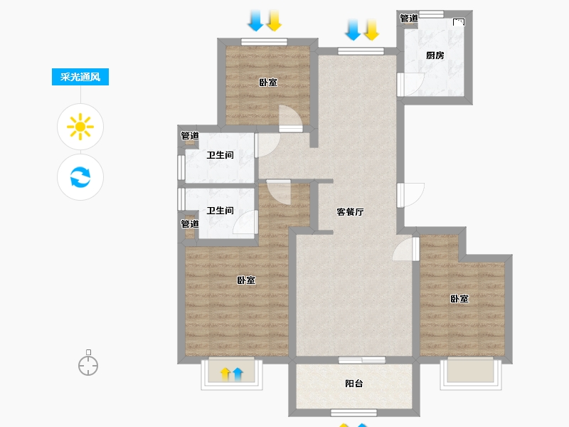 天津-undefined-雍祥府-83.09-户型库-采光通风