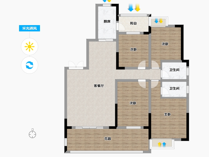 四川省-成都市-万和嘉苑-135.85-户型库-采光通风