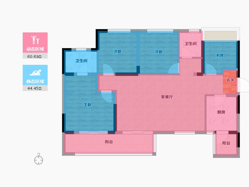 四川省-成都市-正黄翡翠堂-93.77-户型库-动静分区