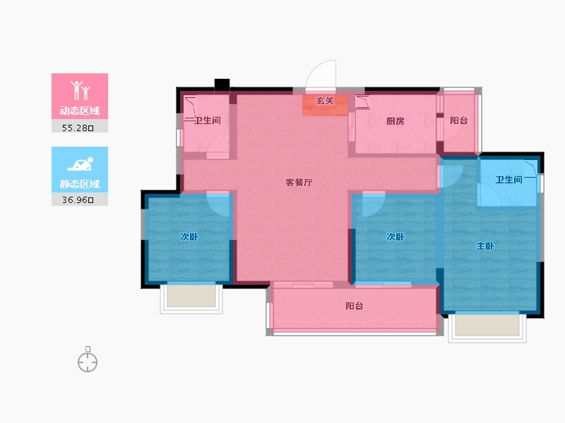 四川省-成都市-成都碧桂园翘楚棠-80.66-户型库-动静分区