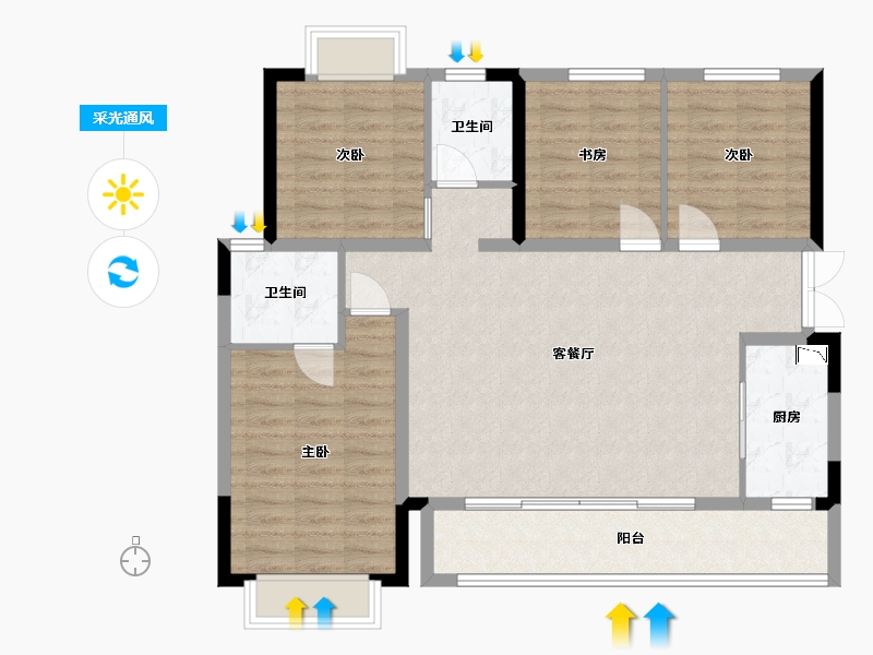 四川省-成都市-融创翰林学府-102.09-户型库-采光通风