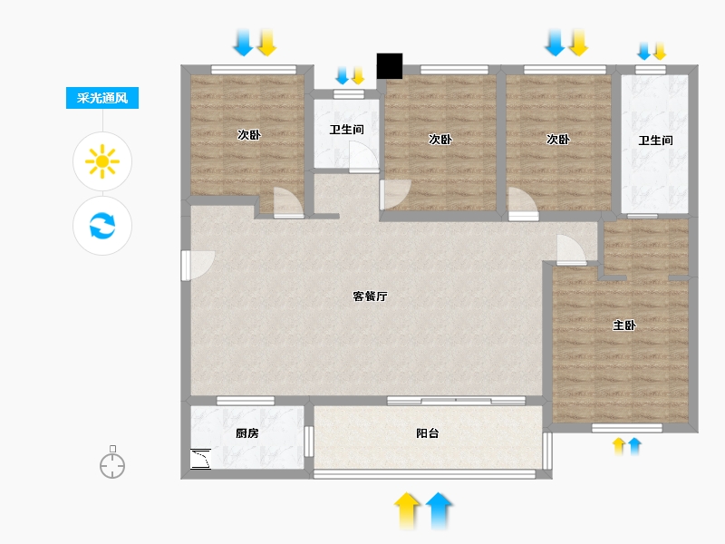 四川省-成都市-保利时代-119.35-户型库-采光通风