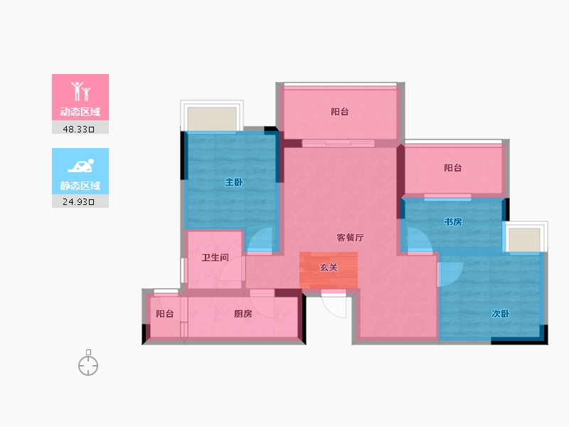 四川省-成都市-榕晟水岸丽府-63.94-户型库-动静分区