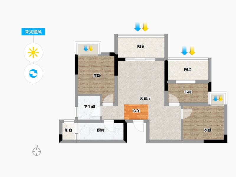 四川省-成都市-榕晟水岸丽府-63.94-户型库-采光通风