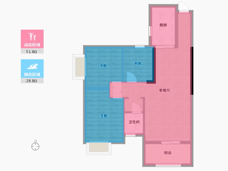 湖南省-常德市-深柳国际-71.70-户型库-动静分区