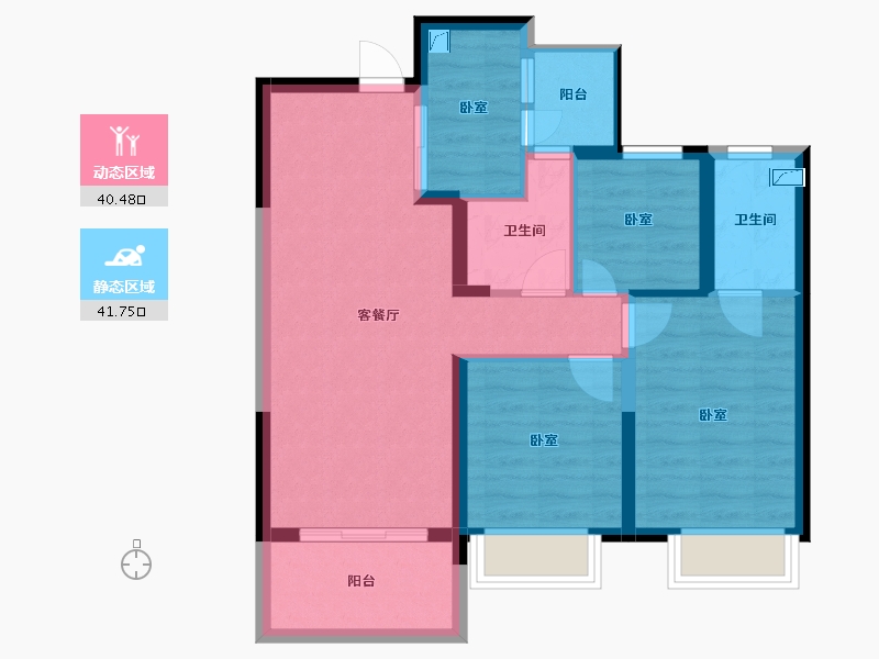 四川省-成都市-中海锦江城云璟-72.58-户型库-动静分区