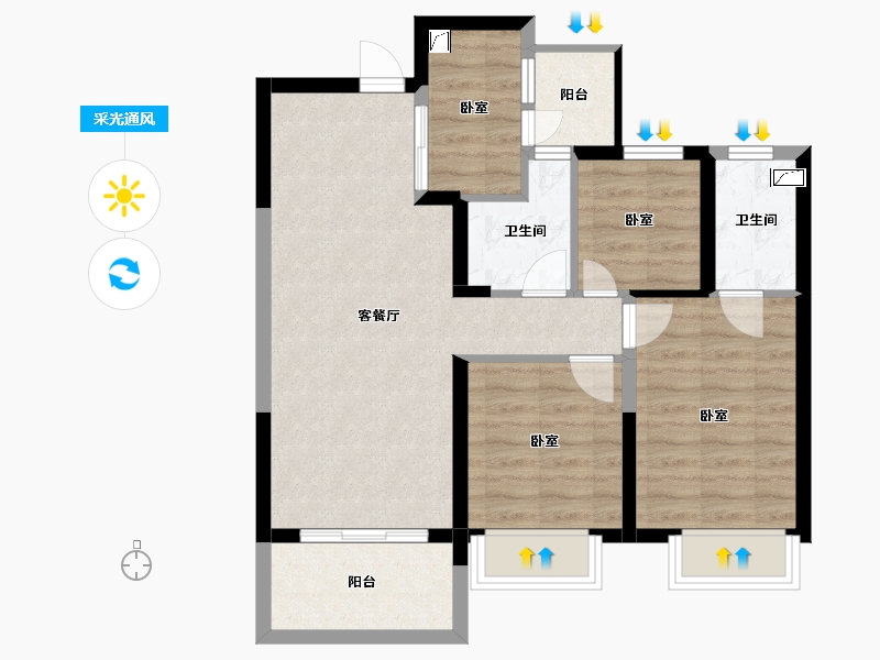 四川省-成都市-中海锦江城云璟-72.58-户型库-采光通风