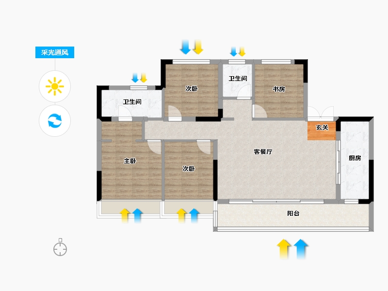 四川省-成都市-正黄翡翠堂-111.10-户型库-采光通风