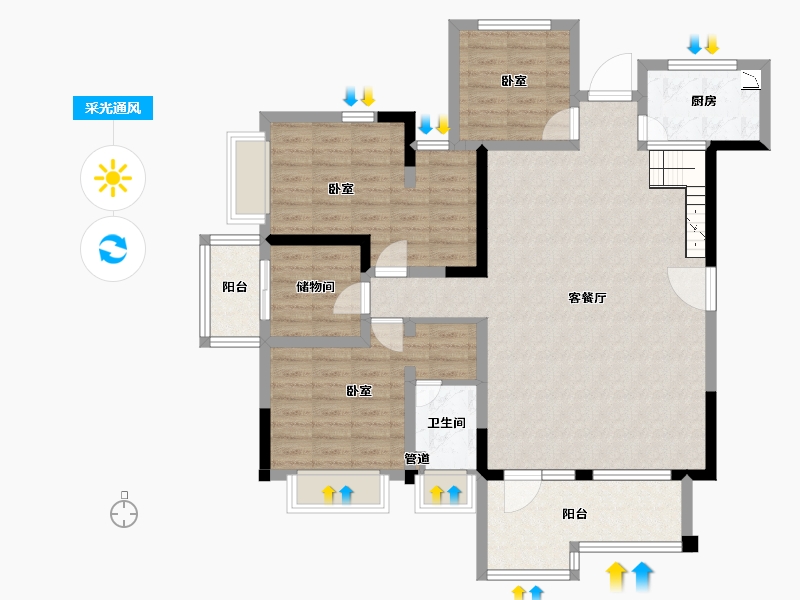 四川省-成都市-中航城-111.30-户型库-采光通风