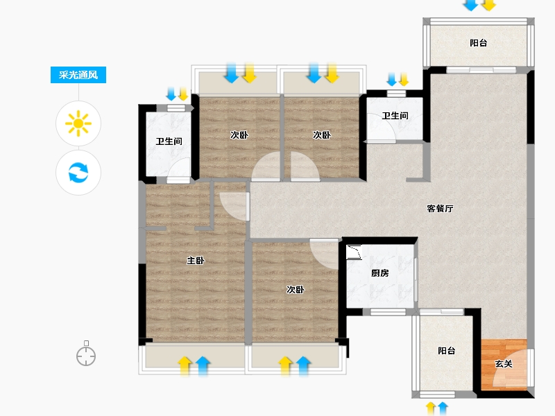 四川省-成都市-华润置地时代之城-111.41-户型库-采光通风