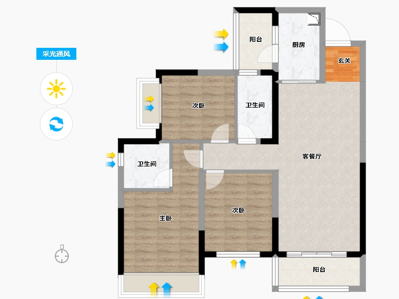 四川省-成都市-华润置地时代之城-88.22-户型库-采光通风