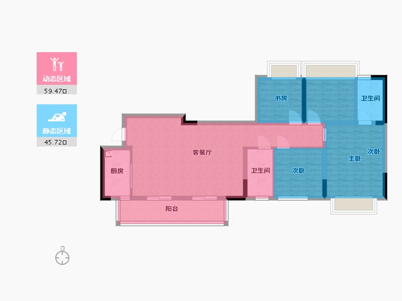 四川省-成都市-弘阳未崃时光-93.75-户型库-动静分区