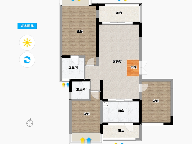 四川省-成都市-中建人居山水颐墅-97.59-户型库-采光通风