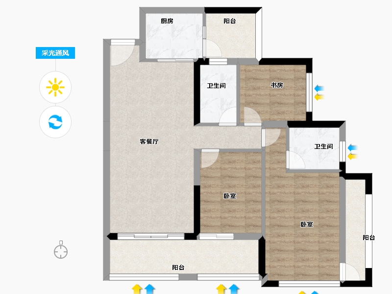 四川省-成都市-中德英伦世邦-82.00-户型库-采光通风