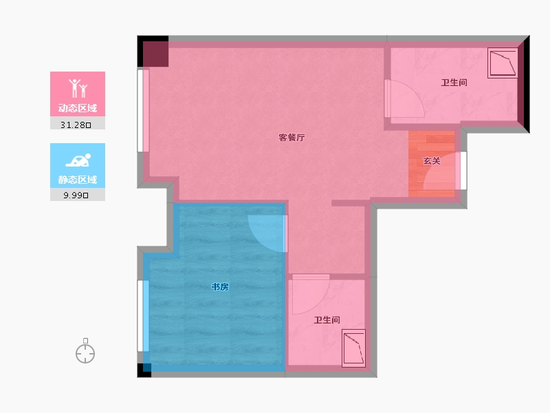 四川省-成都市-朗诗上林熙华府SOHO-35.77-户型库-动静分区