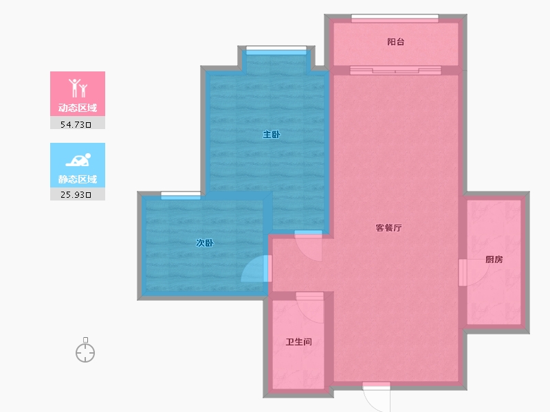 陕西省-西安市-中登阳光十里铺-71.75-户型库-动静分区