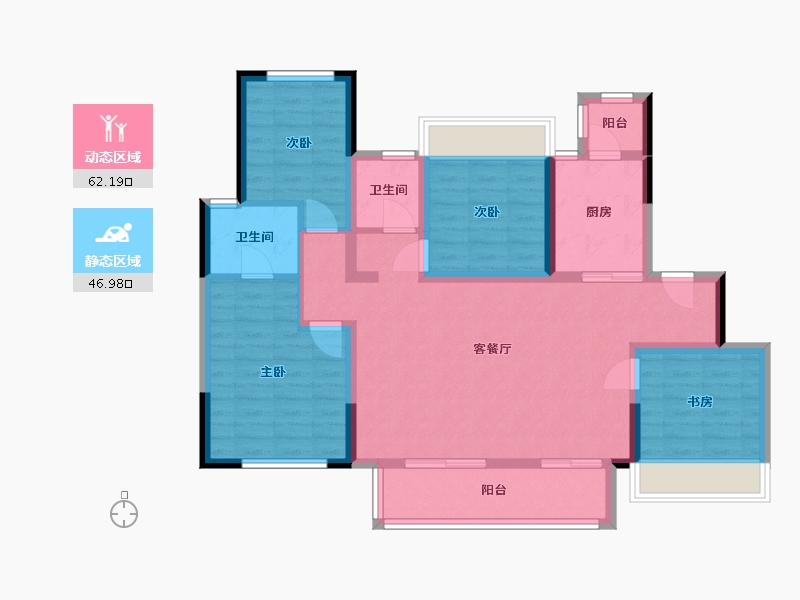 四川省-成都市-弘阳未崃时光-96.95-户型库-动静分区