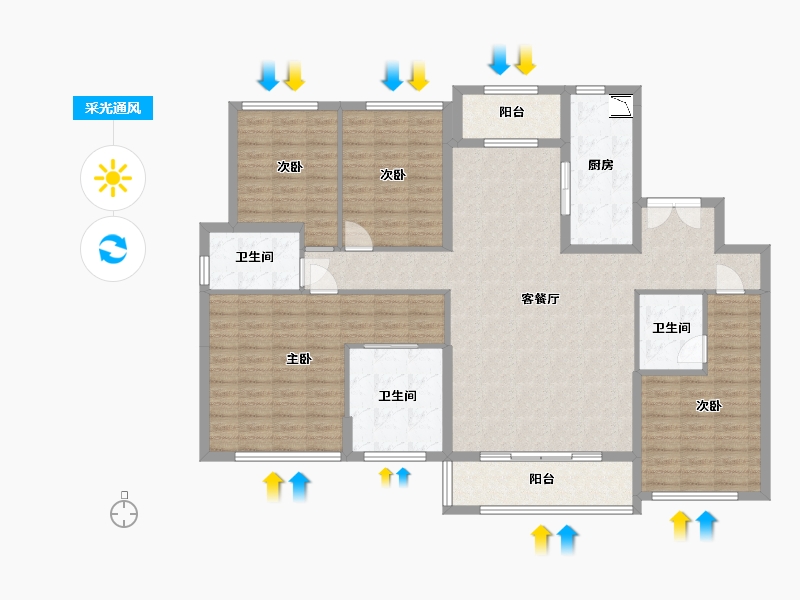 四川省-成都市-龙湖西府琅悦-138.67-户型库-采光通风