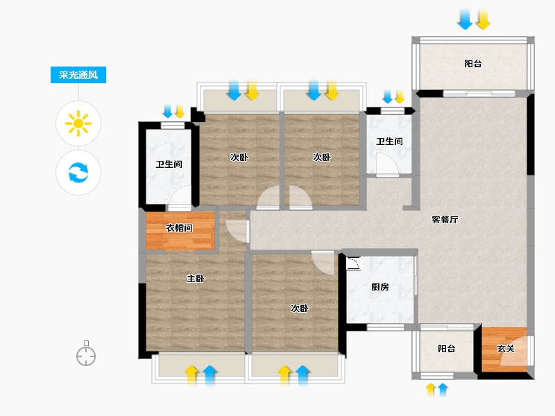 四川省-成都市-华润置地时代之城-105.42-户型库-采光通风