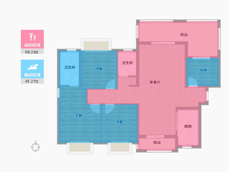 贵州省-遵义市-北大资源梦想城-101.44-户型库-动静分区