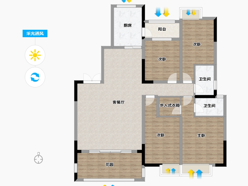 四川省-成都市-万和嘉苑-141.30-户型库-采光通风