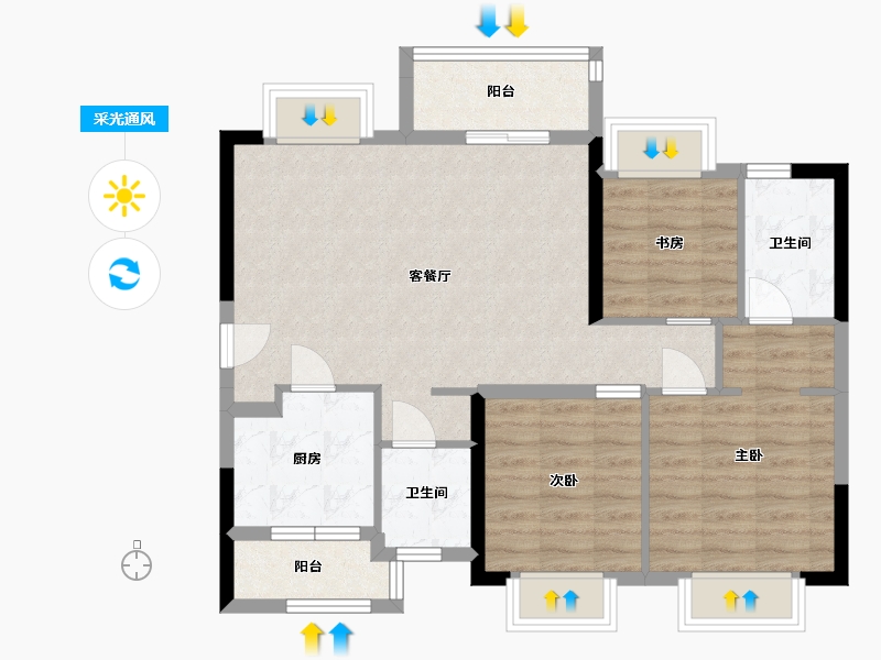 四川省-成都市-融创翰林学府-80.44-户型库-采光通风