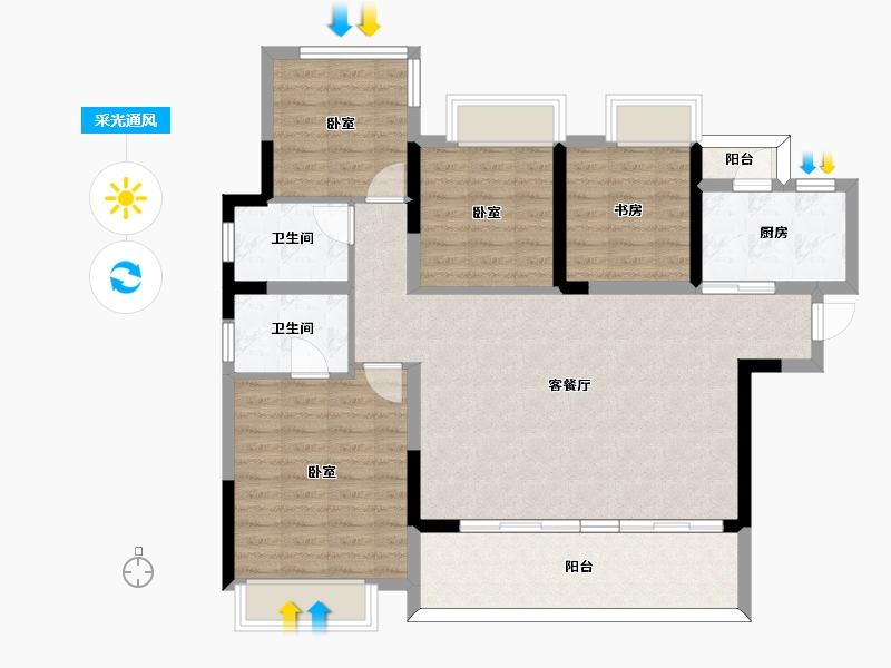 四川省-成都市-中南上熙府熙悦-101.08-户型库-采光通风