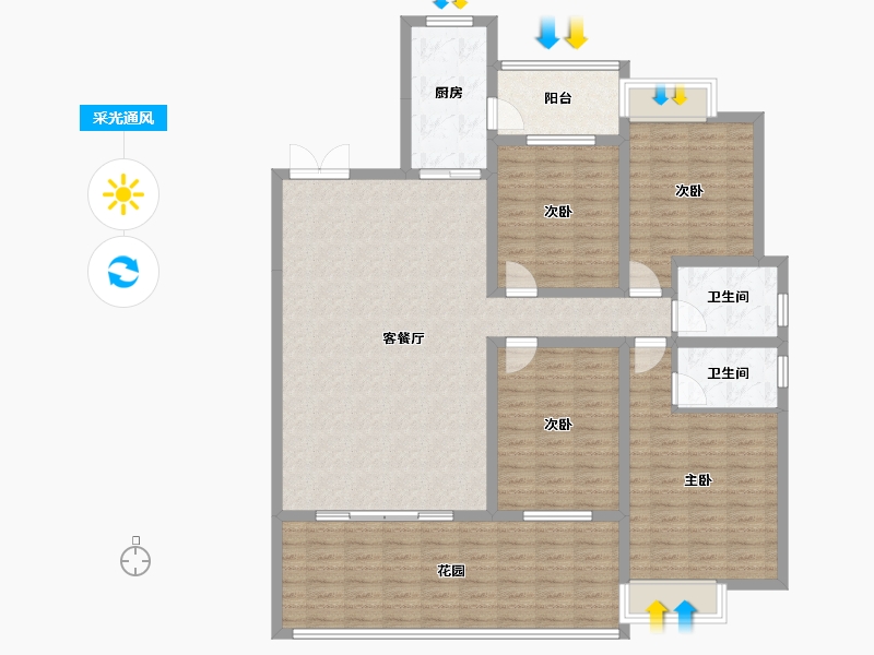 四川省-成都市-万和嘉苑-143.18-户型库-采光通风