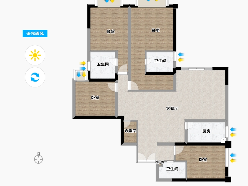 四川省-成都市-七一城市森林花园-121.66-户型库-采光通风