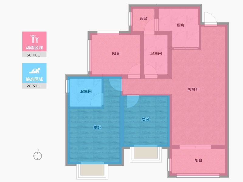 贵州省-遵义市-北大资源梦想城-76.19-户型库-动静分区