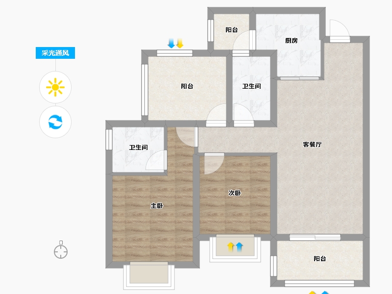 贵州省-遵义市-北大资源梦想城-76.19-户型库-采光通风