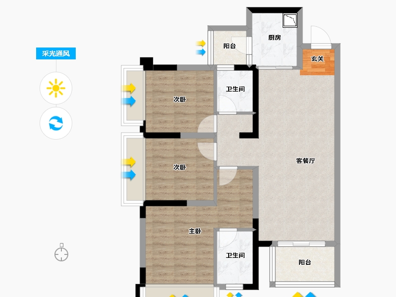 四川省-成都市-正黄翡翠堂-81.22-户型库-采光通风