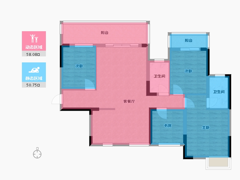 广西壮族自治区-桂林市-新安厦学府滨江-96.80-户型库-动静分区