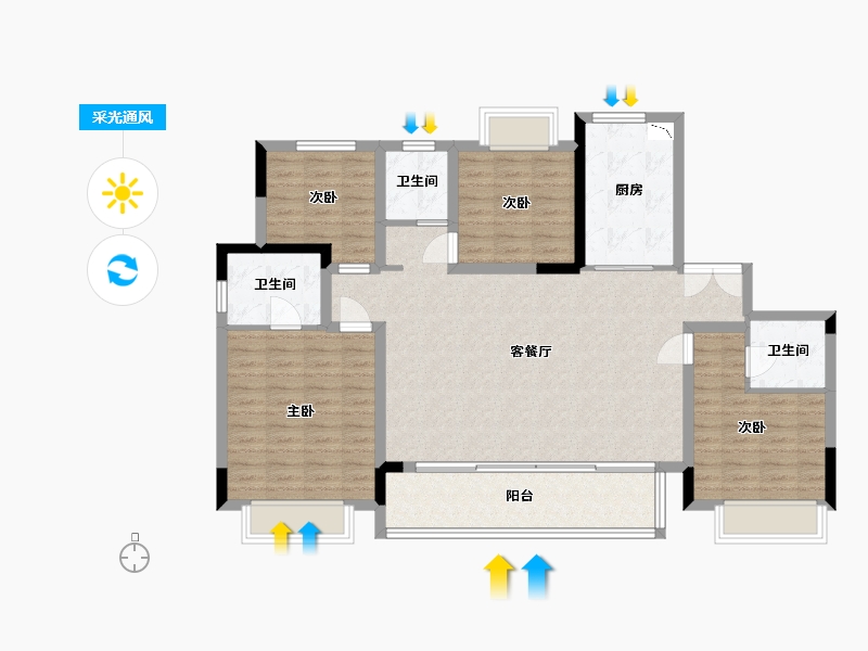 四川省-成都市-华侨城粼港樾府-116.02-户型库-采光通风