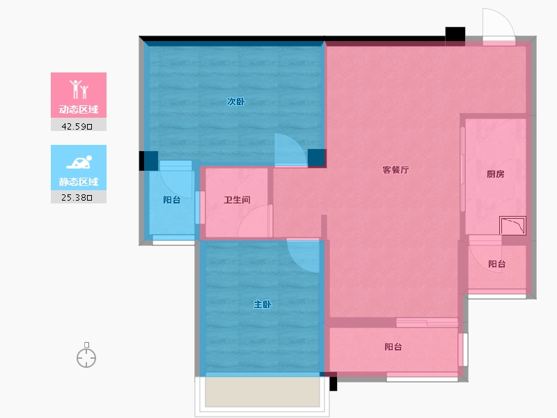 广西壮族自治区-桂林市-灵川彰泰中央城-60.18-户型库-动静分区