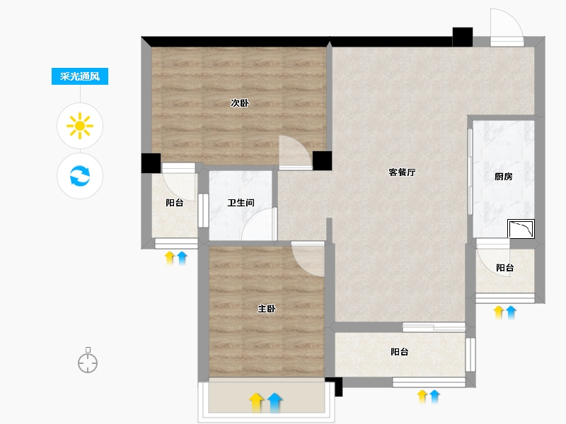 广西壮族自治区-桂林市-灵川彰泰中央城-60.18-户型库-采光通风