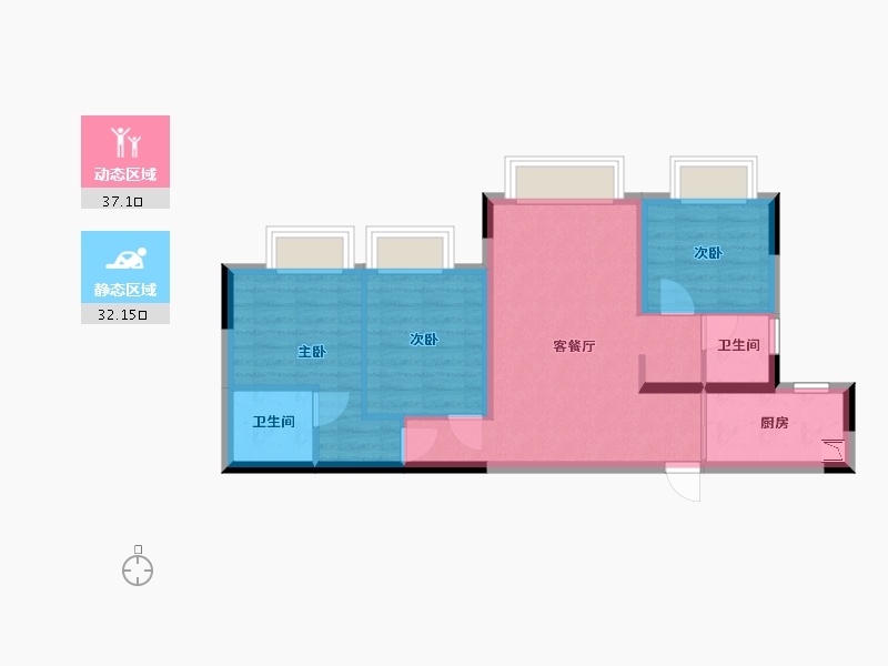 四川省-成都市-华侨城粼港樾府-60.93-户型库-动静分区