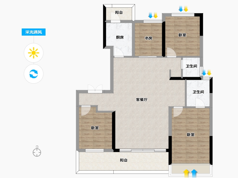 四川省-成都市-中南上熙府熙悦-110.58-户型库-采光通风