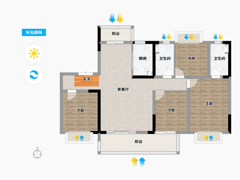 四川省-成都市-成都碧桂园翘楚棠-108.60-户型库-采光通风