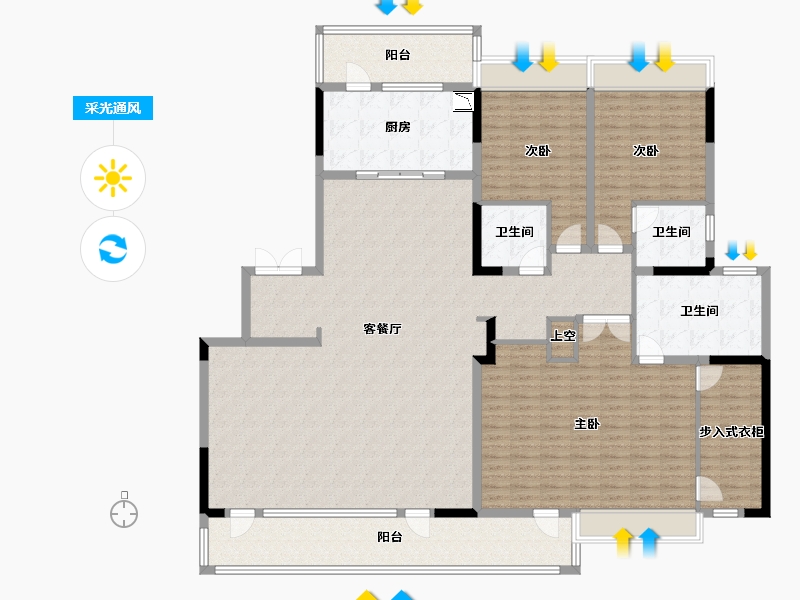 四川省-成都市-武侯金茂府-212.43-户型库-采光通风