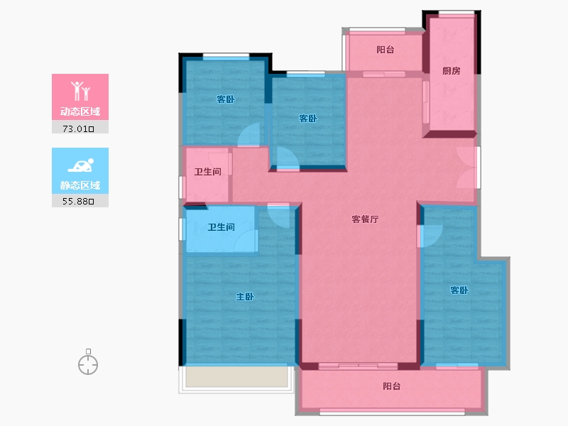 贵州省-遵义市-金科白鹭湖-115.83-户型库-动静分区