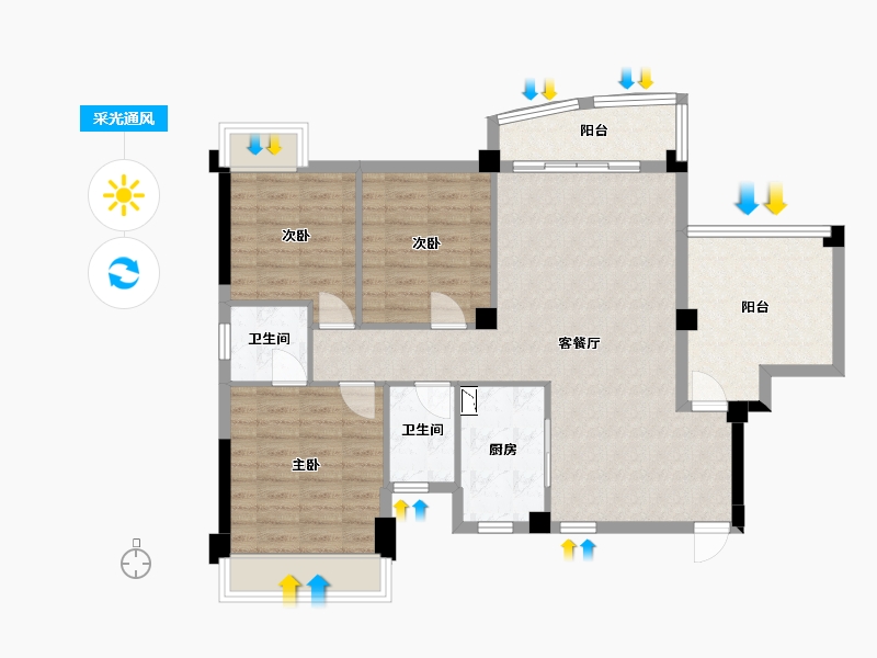 广西壮族自治区-桂林市-灵川彰泰中央城-94.16-户型库-采光通风